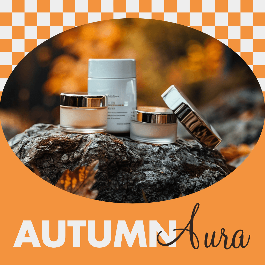 Autumn Aura Skincare Instagram Post Orange Checkered