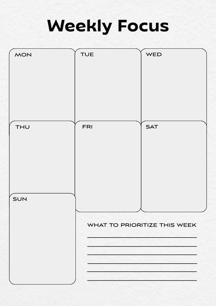 Organize Your Week A4 Planner Template White