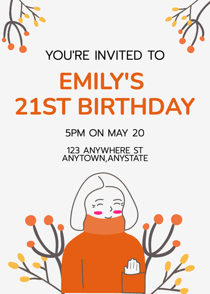 Vibrant Orange Birthday Invitation Design Template