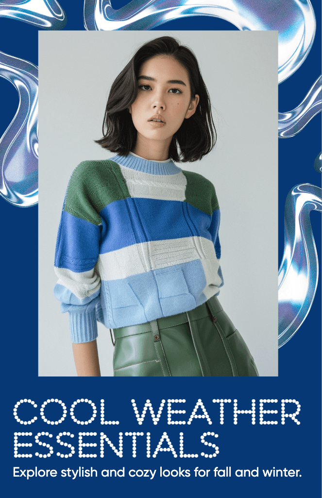 Chic Blue Green Seasonal Outfit Poster Design