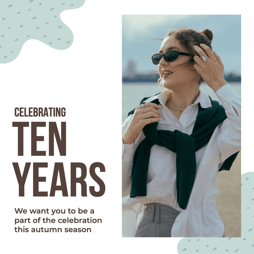 Celebratory Decade Milestone Instagram Post in Teal