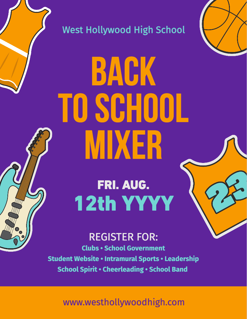 Vibrant Purple School Event Poster Design