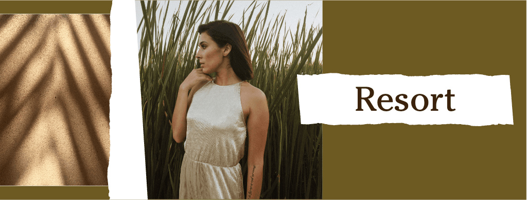 Chic Resort Wear Promo Ad Template Olive Gold