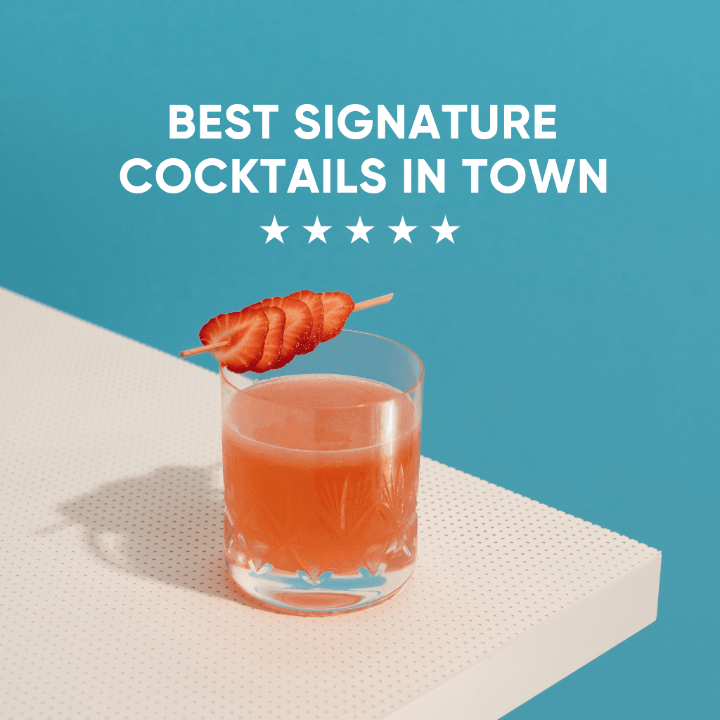 Chic Summer Cocktails Ad Poster in Blue and White