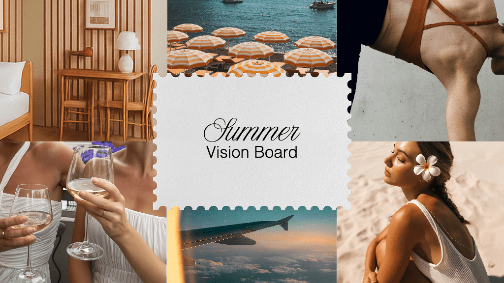 Summer Vision Board Desktop Wallpaper Background in Orange