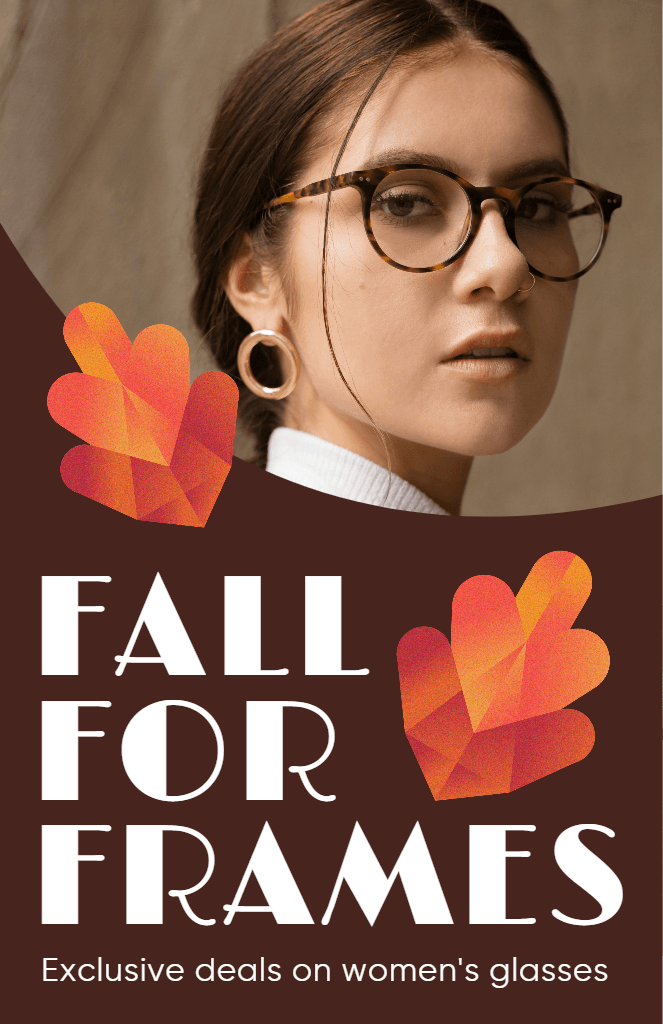 Chic Autumn Glasses Sales Poster in Maroon