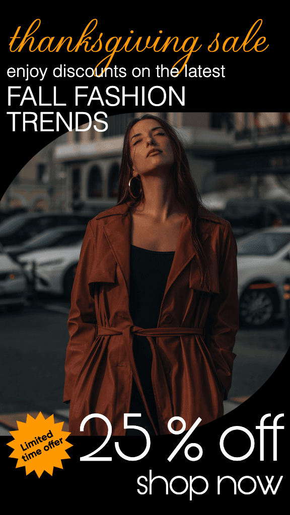 Chic Autumn Fashion Sale Poster Design Orange Highlights