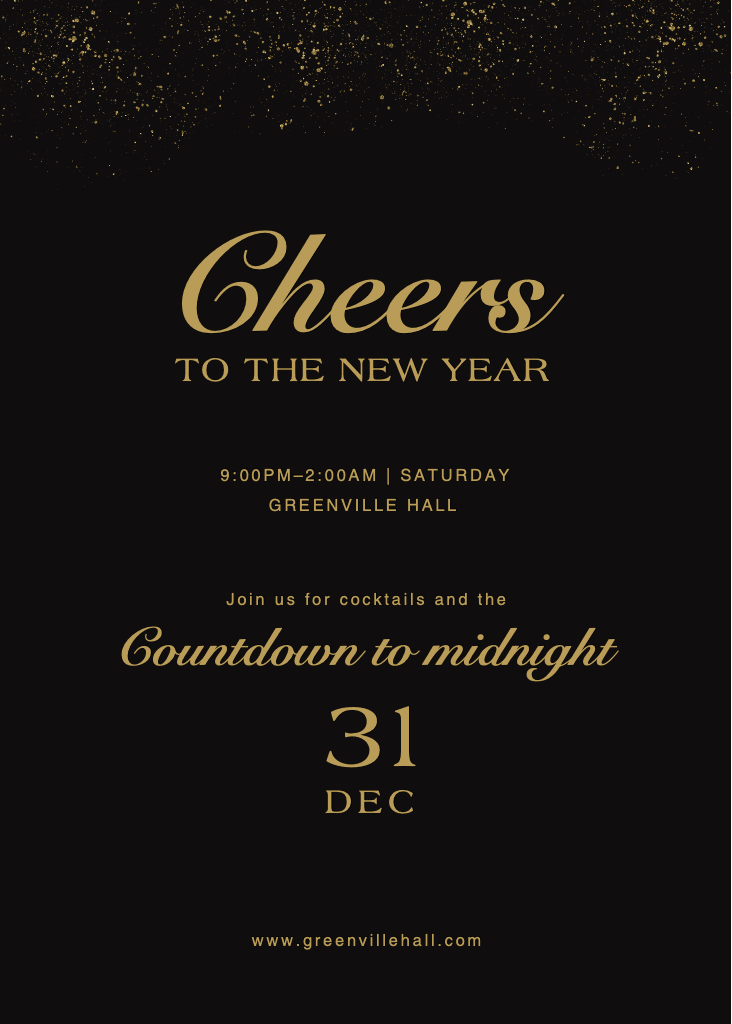 Black and Gold New Year Countdown Poster