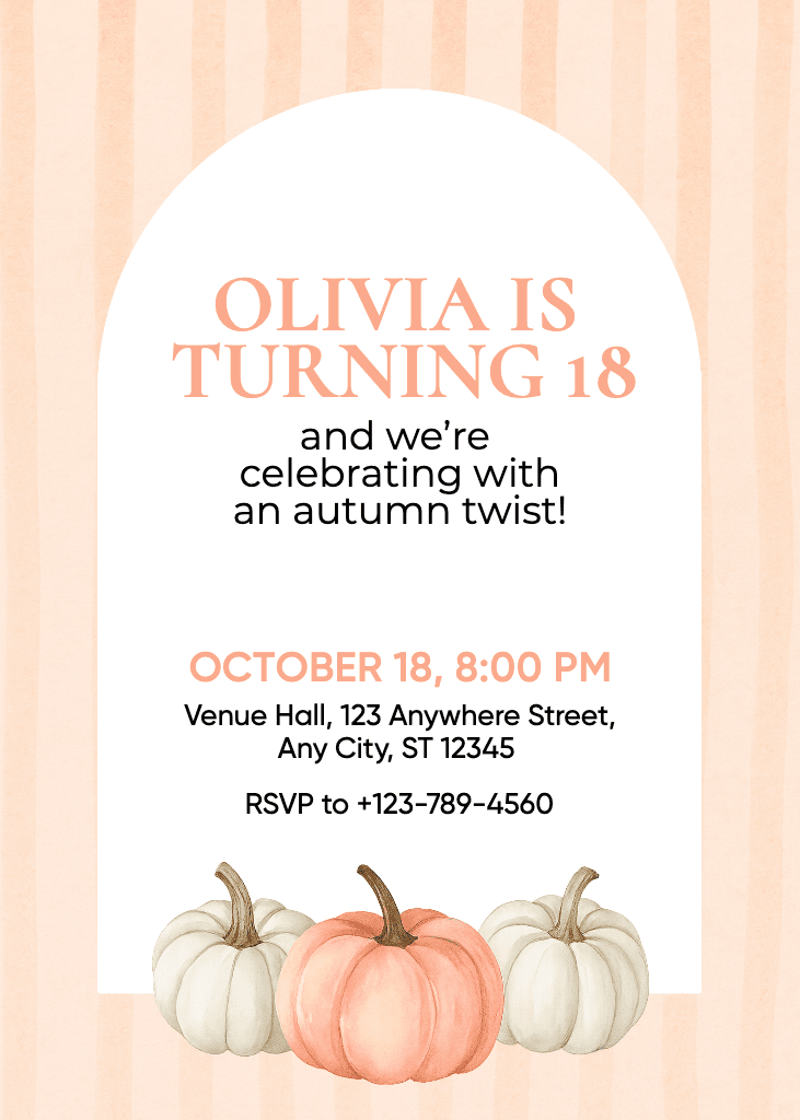 Autumn Birthday Invitation with Orange Pumpkins