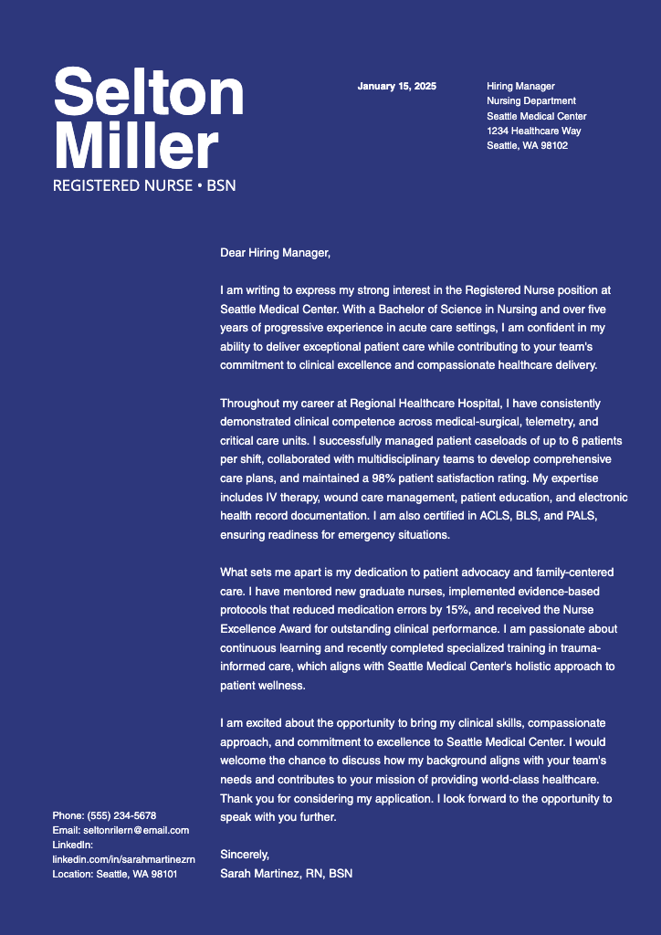 Professional Cover Letter Template in Blue Tone