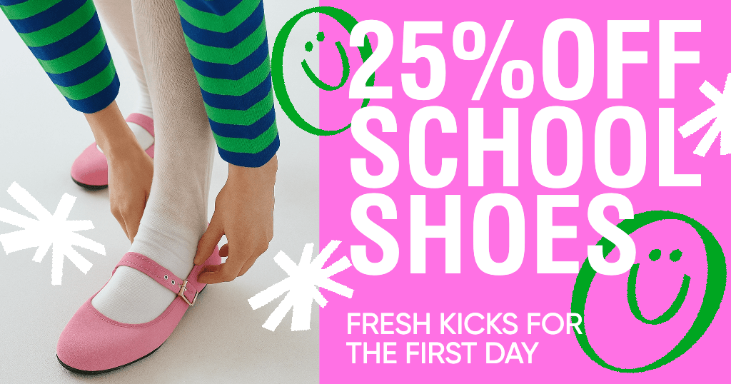 Bright Pink Facebook Post for School Shoes