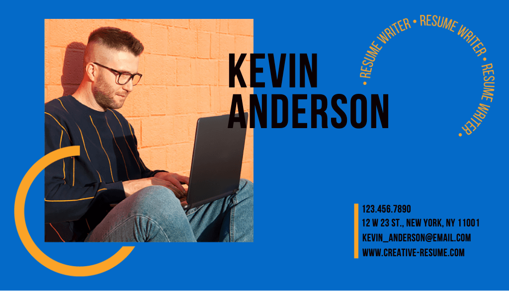 Professional Resume Writer Ad in Blue and Orange