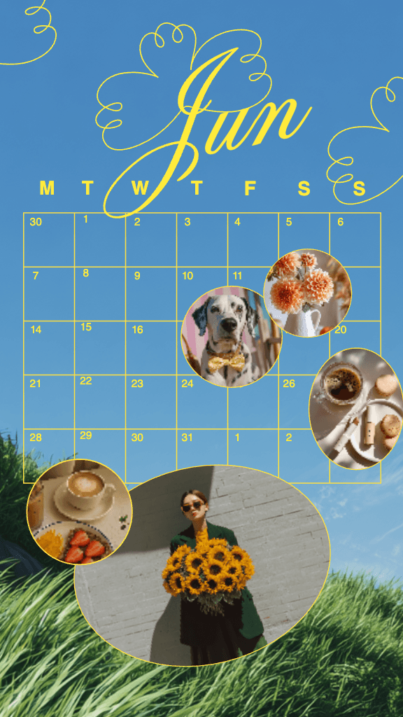 Bright Blue June Instagram Story Calendar