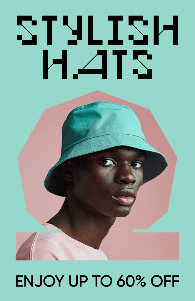 Chic Hats Sale Poster with Pink Tones