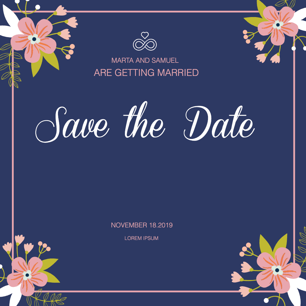 Elegant Navy Blue Wedding Save-the-Date Poster