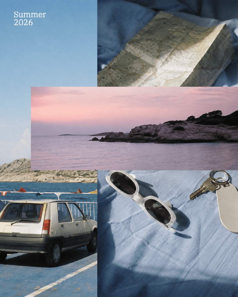 Retro Summer Poster with Blue and Pink Hues
