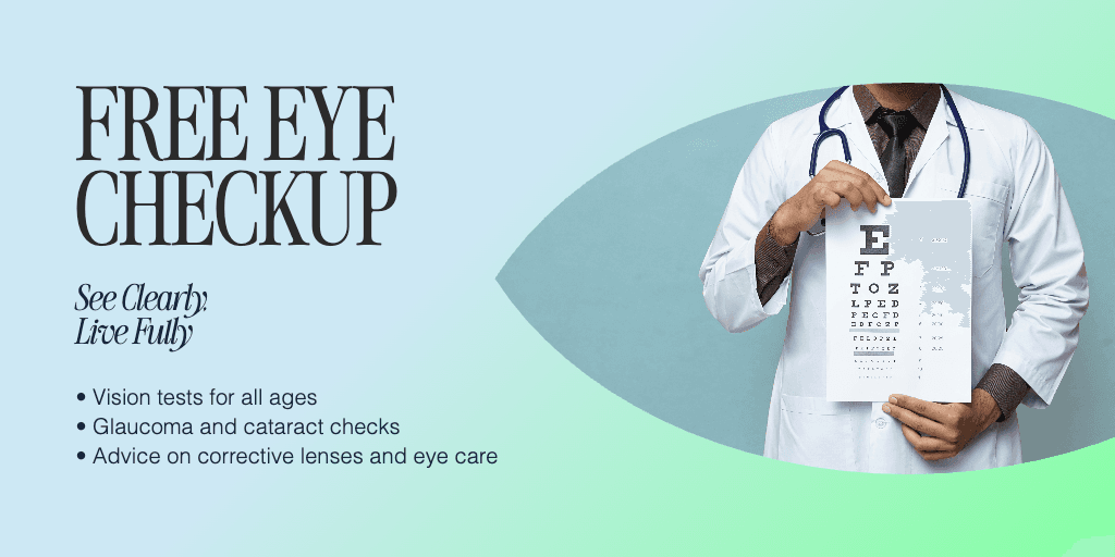 Blue and Green Free Eye Checkup Banner