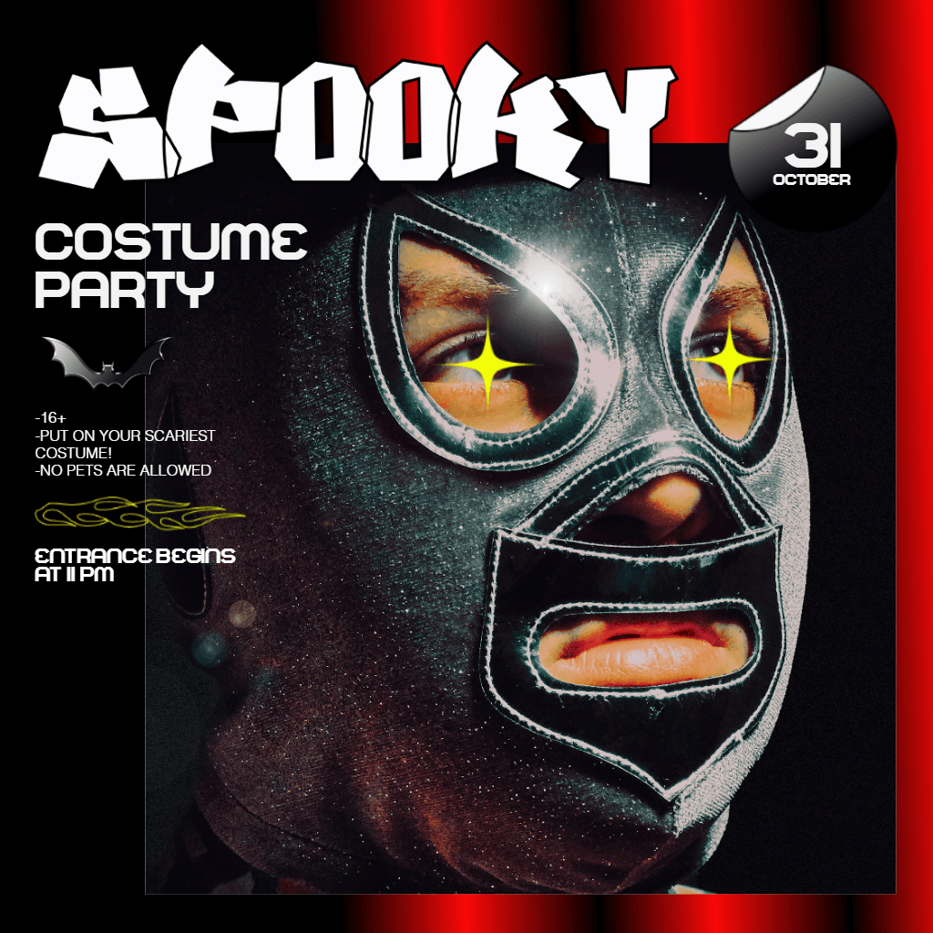 Scary Black and Red Halloween Party Poster