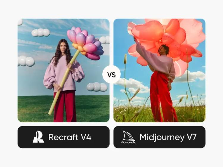 Recraft V4 vs Midjourney V7 AI image generation comparison
