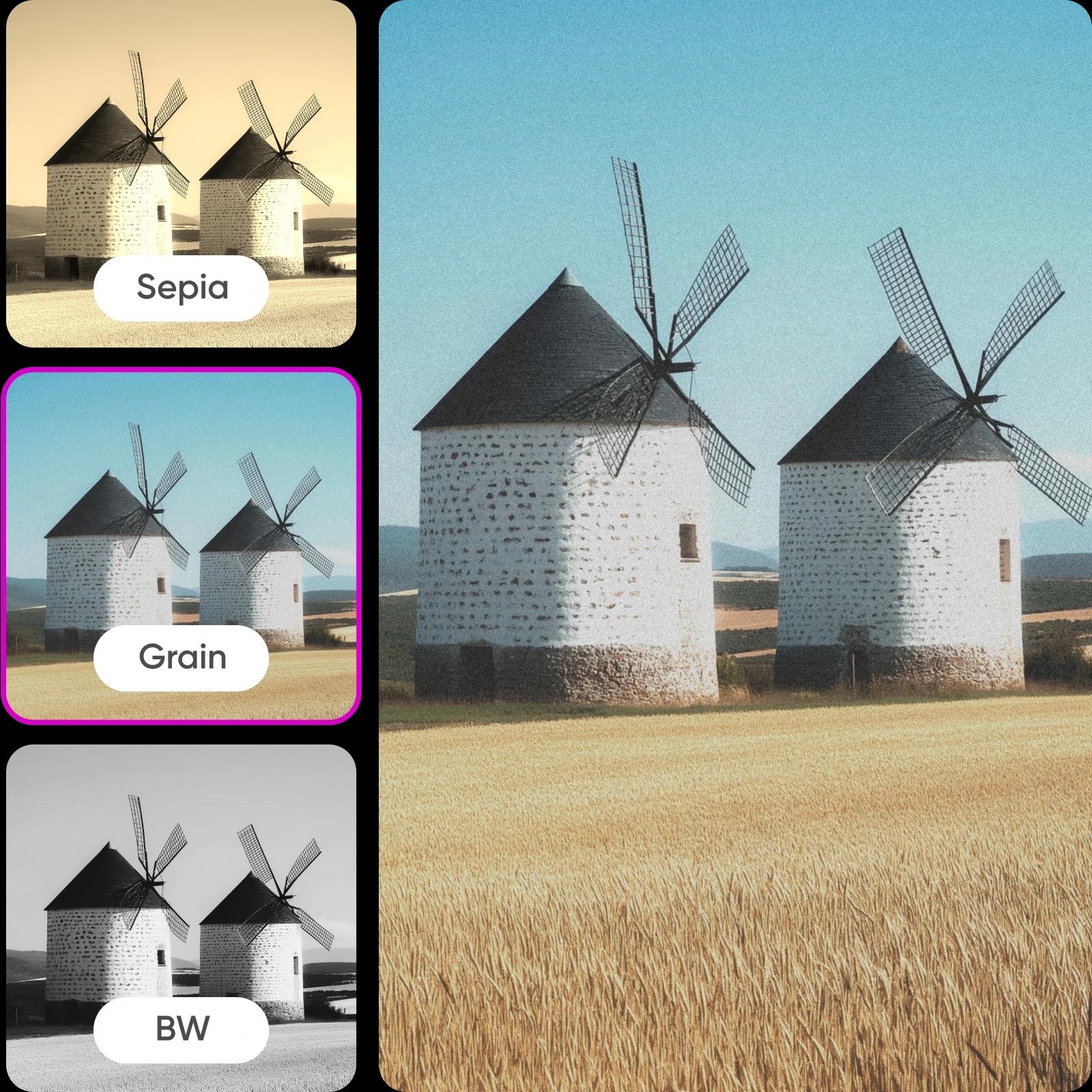 add and preview the vintage filter