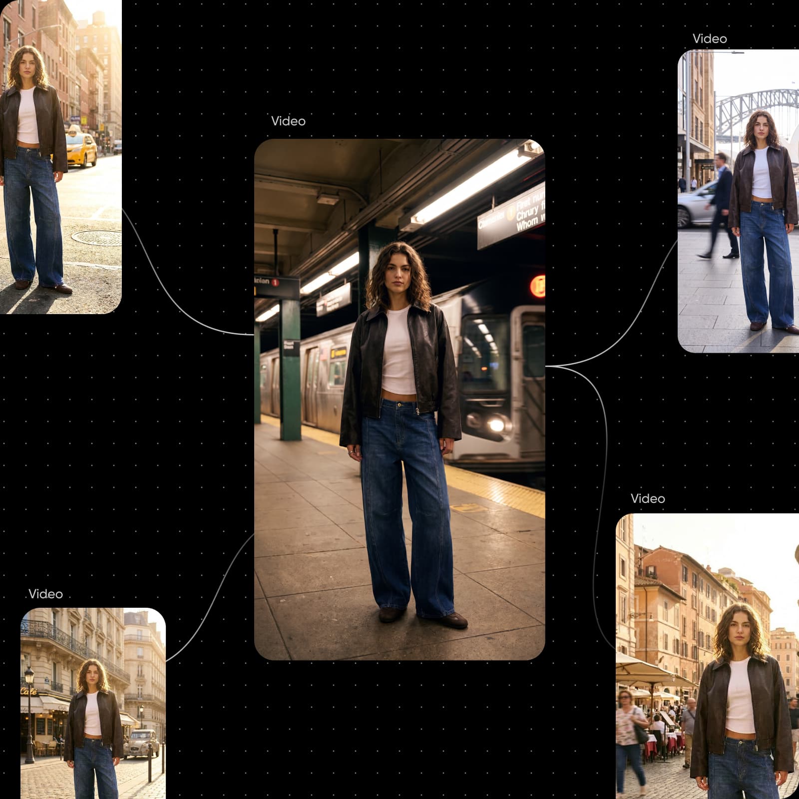 Illustrative connected visual-story workflow made with Picsart Flow
