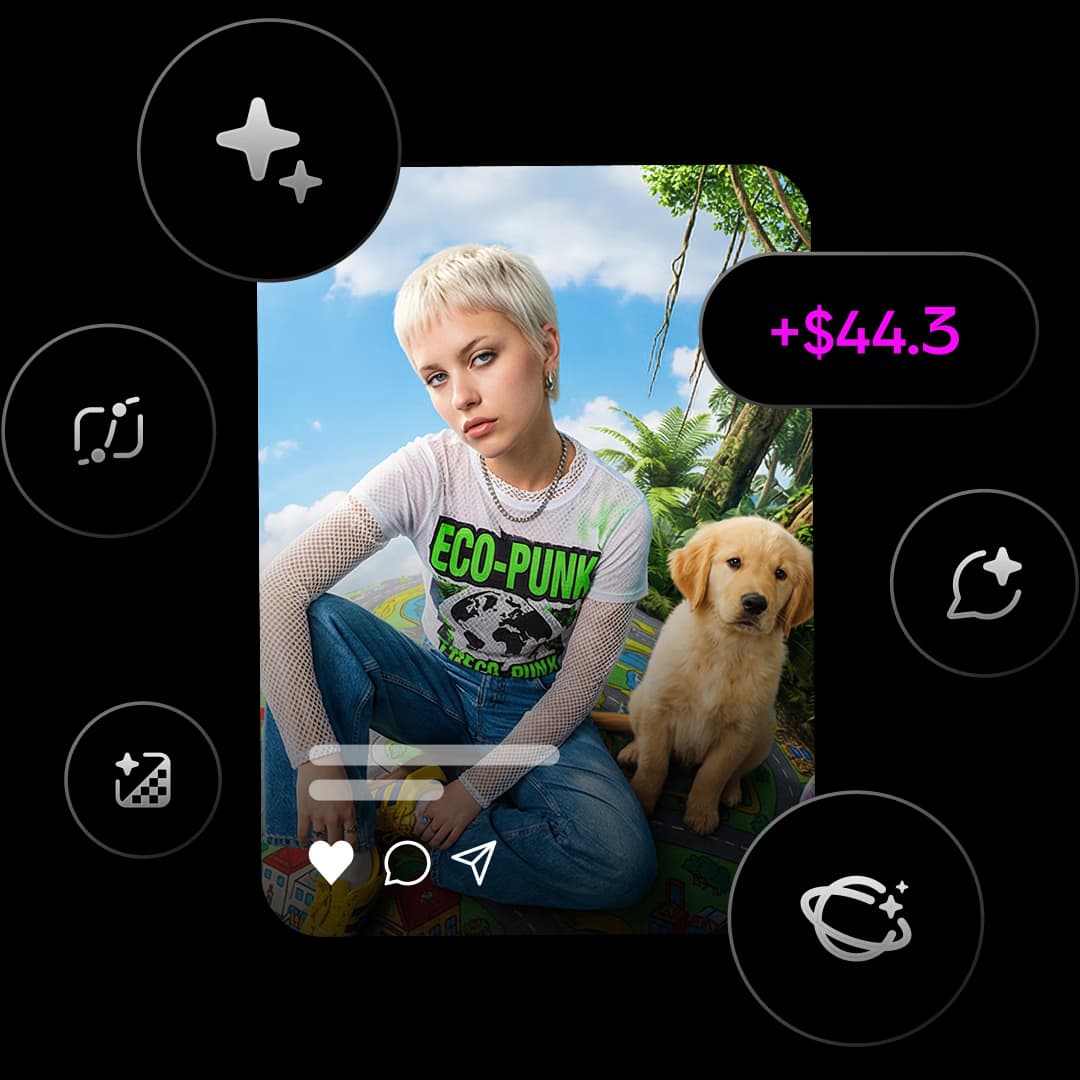 AI Assistant interface showing design generation capabilities