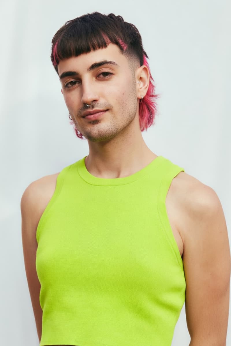 boy with a neon green shirt