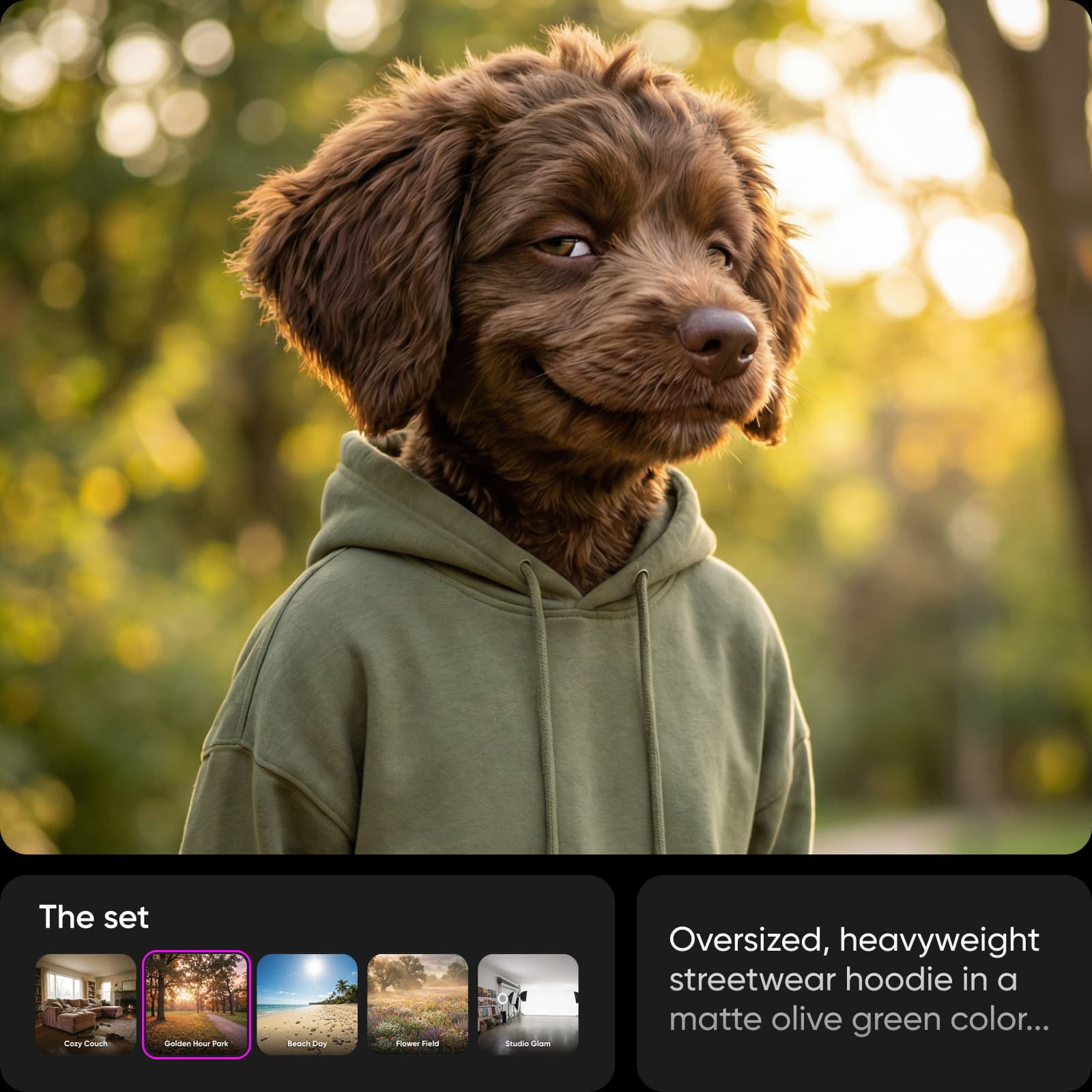 AI Assistant interface showing design generation capabilities
