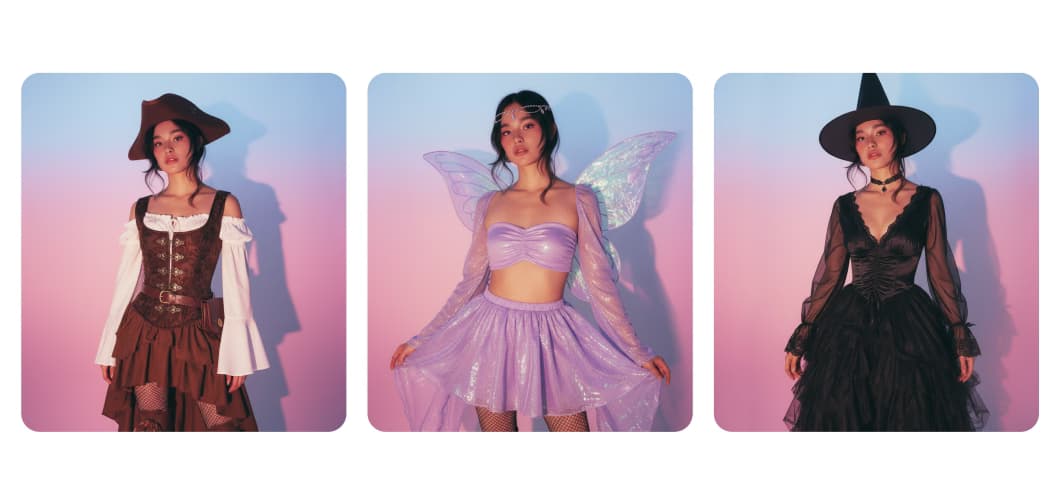 AI virtual try-on showing multiple outfit directions in Picsart Flow