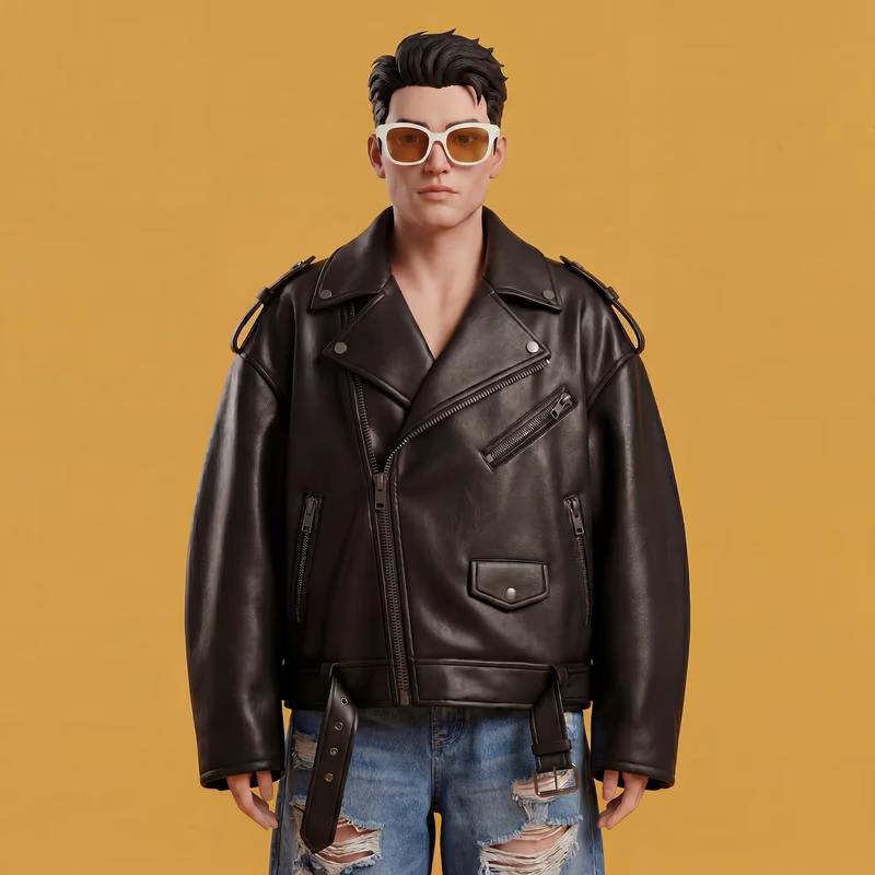 AI cartoon avatar of a stylish man in a leather jacket and sunglasses