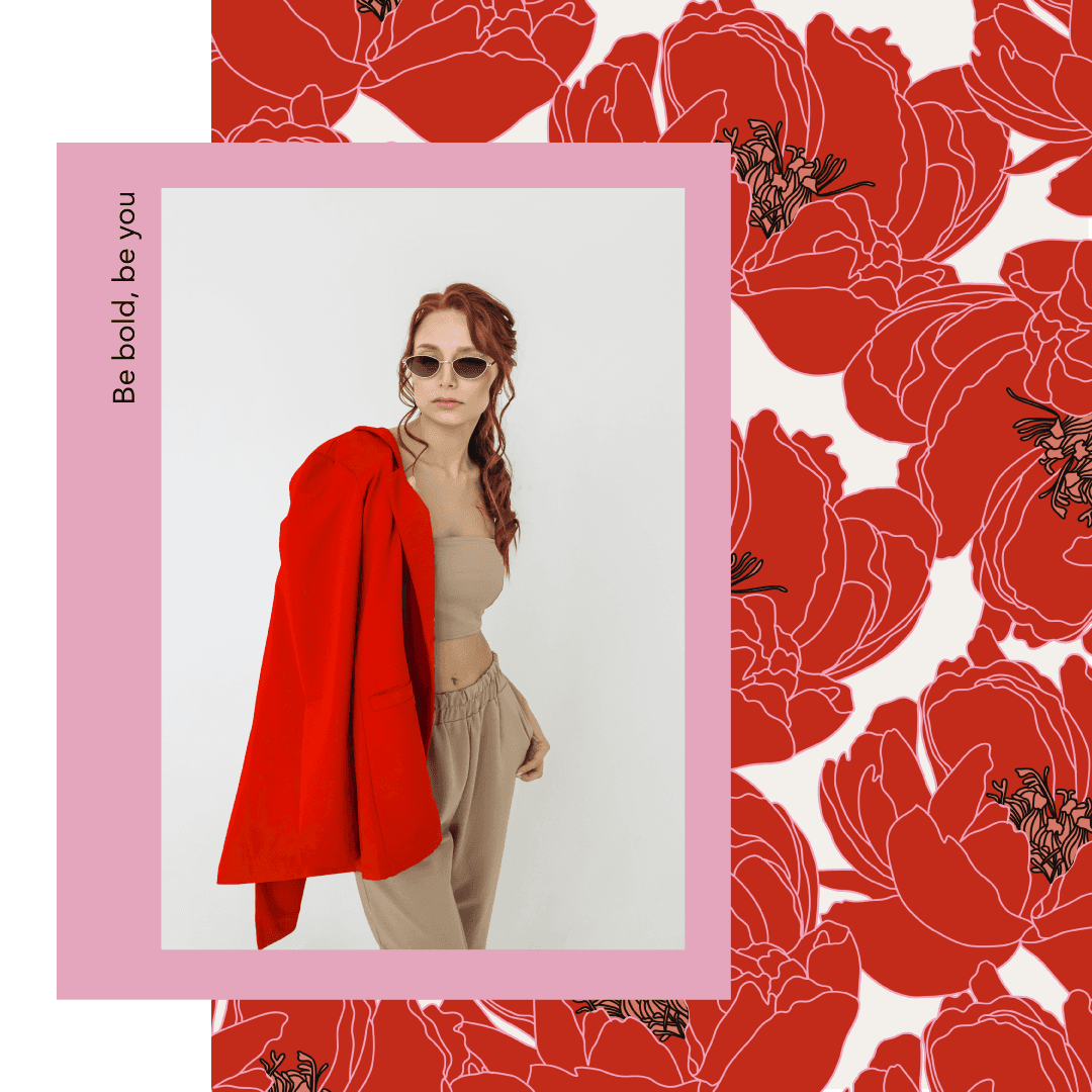 Red Floral Chic Fashion Social Post