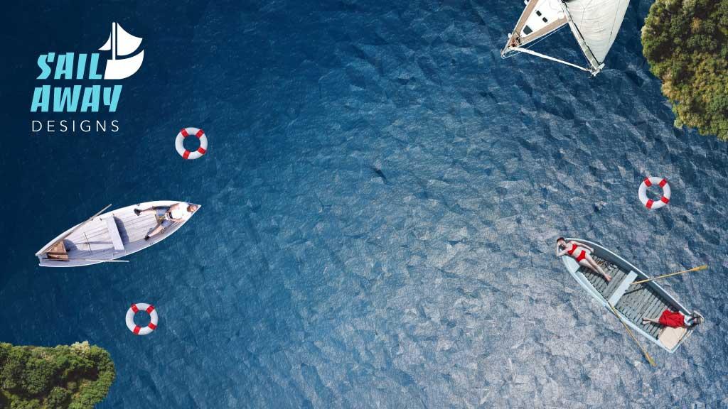 Sail Away Designs Nautical Poster with Blue Hues