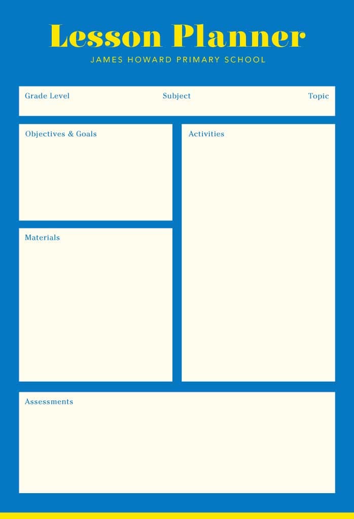 Bright Blue and Yellow Lesson Planner Post