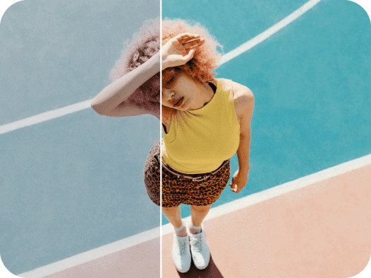light photo effect on a picture of a girl with red hair