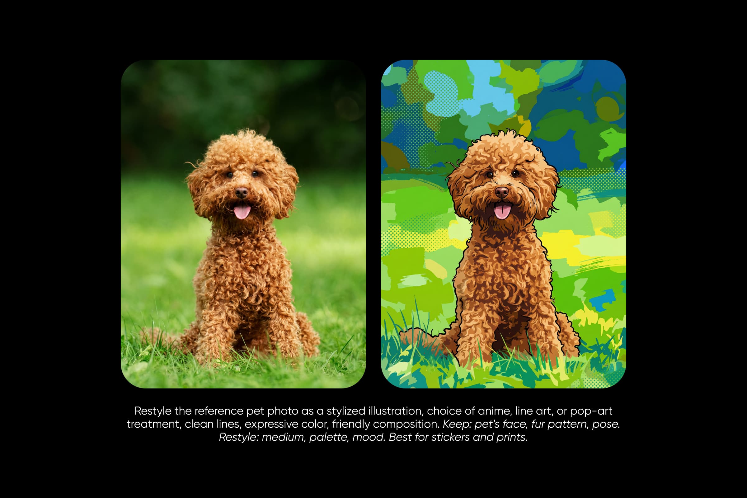 Photo restyled as a bold pop-art illustration