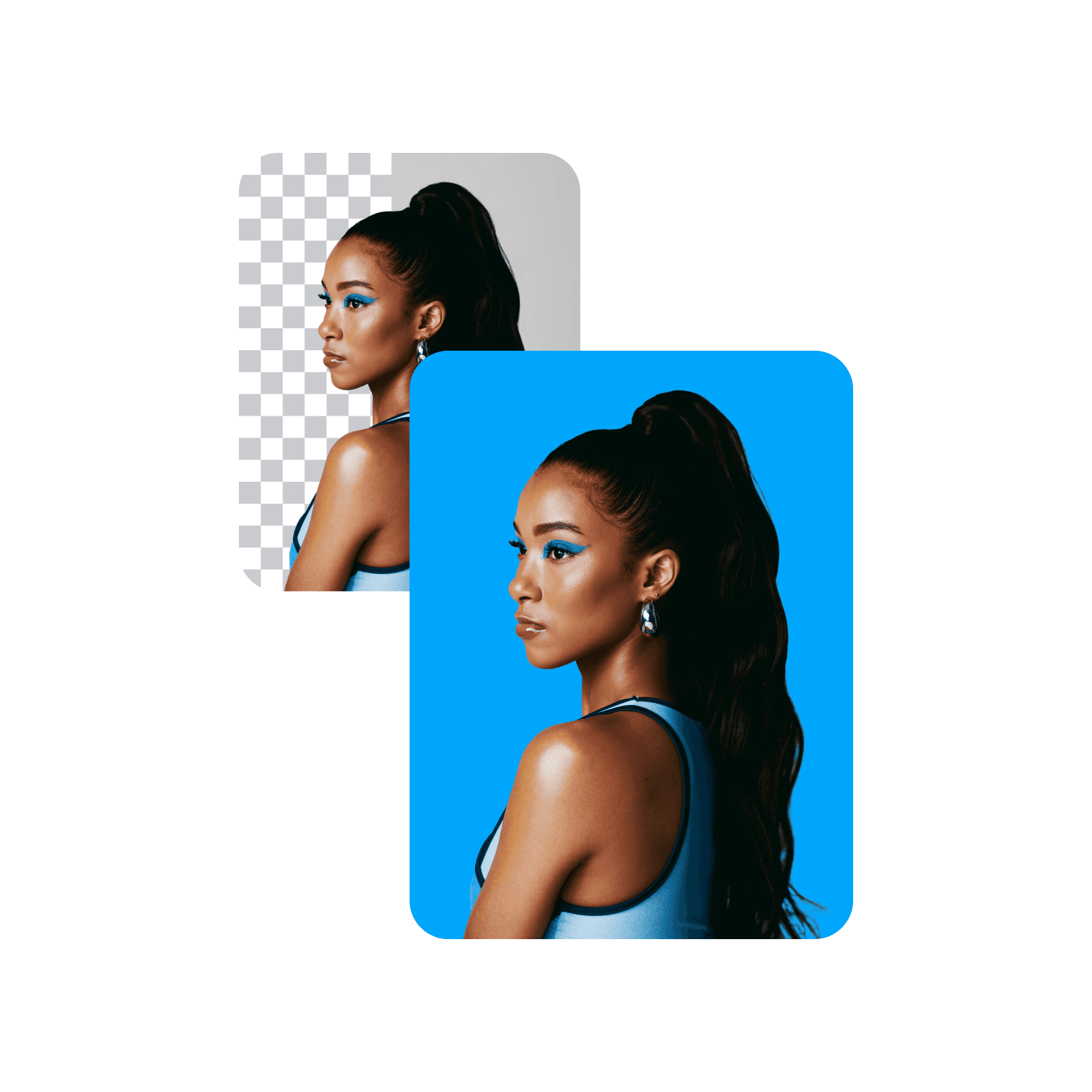 replace photo background to blue