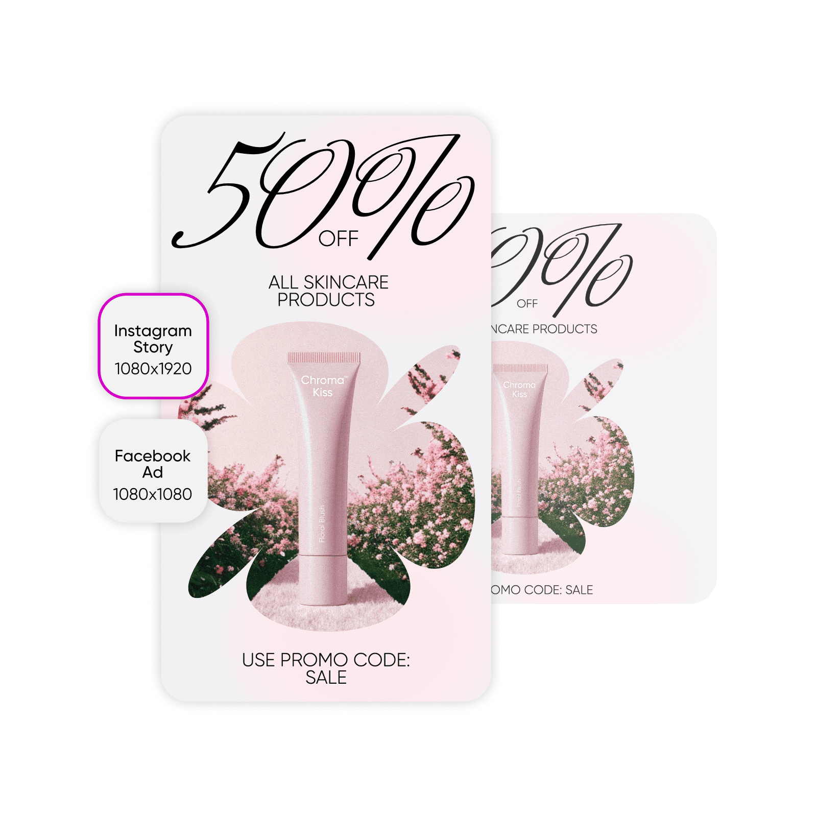 Design sales social media ads for beauty products