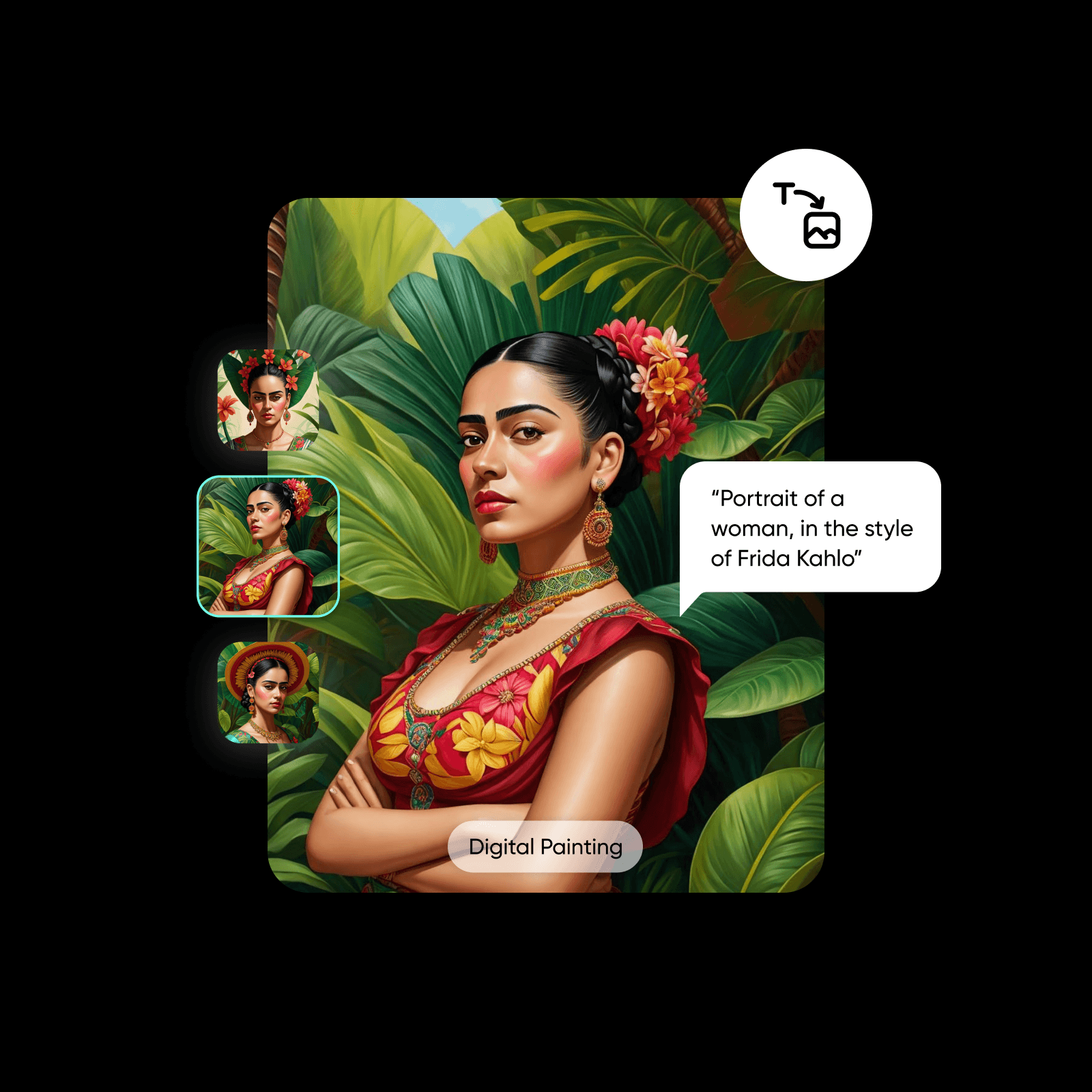 generate an ai portrait looking like a frida kahlo