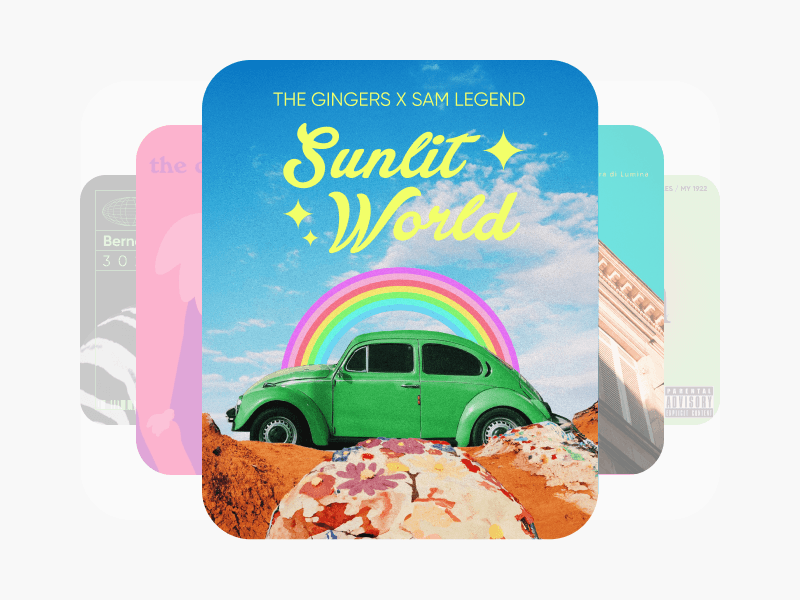 creative album cover template with stickers and text