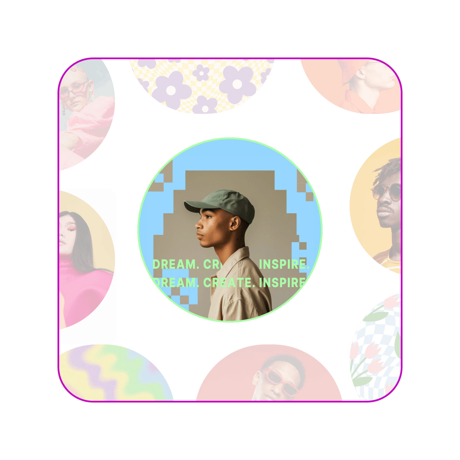 Collage of profile picture designs in different styles