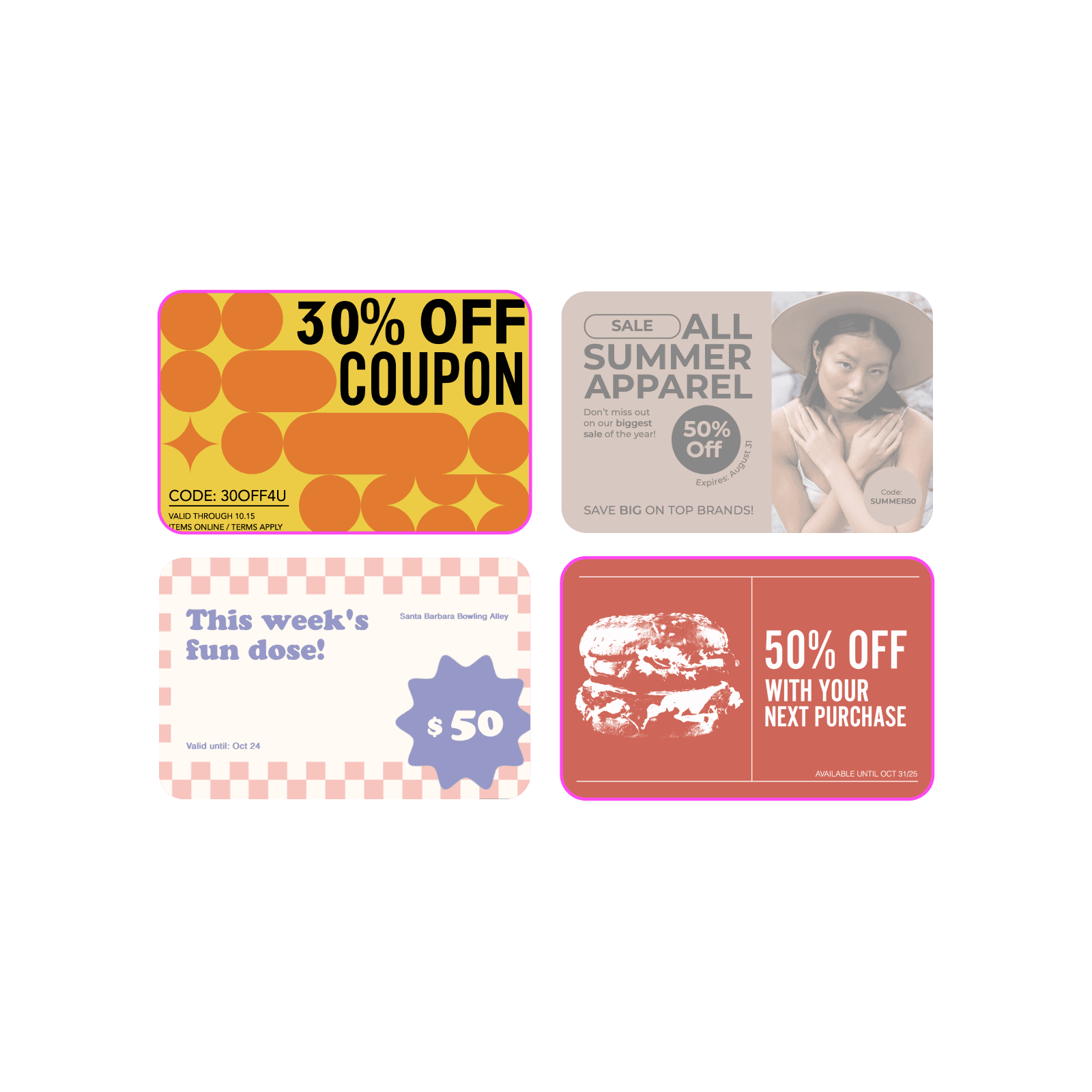 Create professional coupons quickly with templates