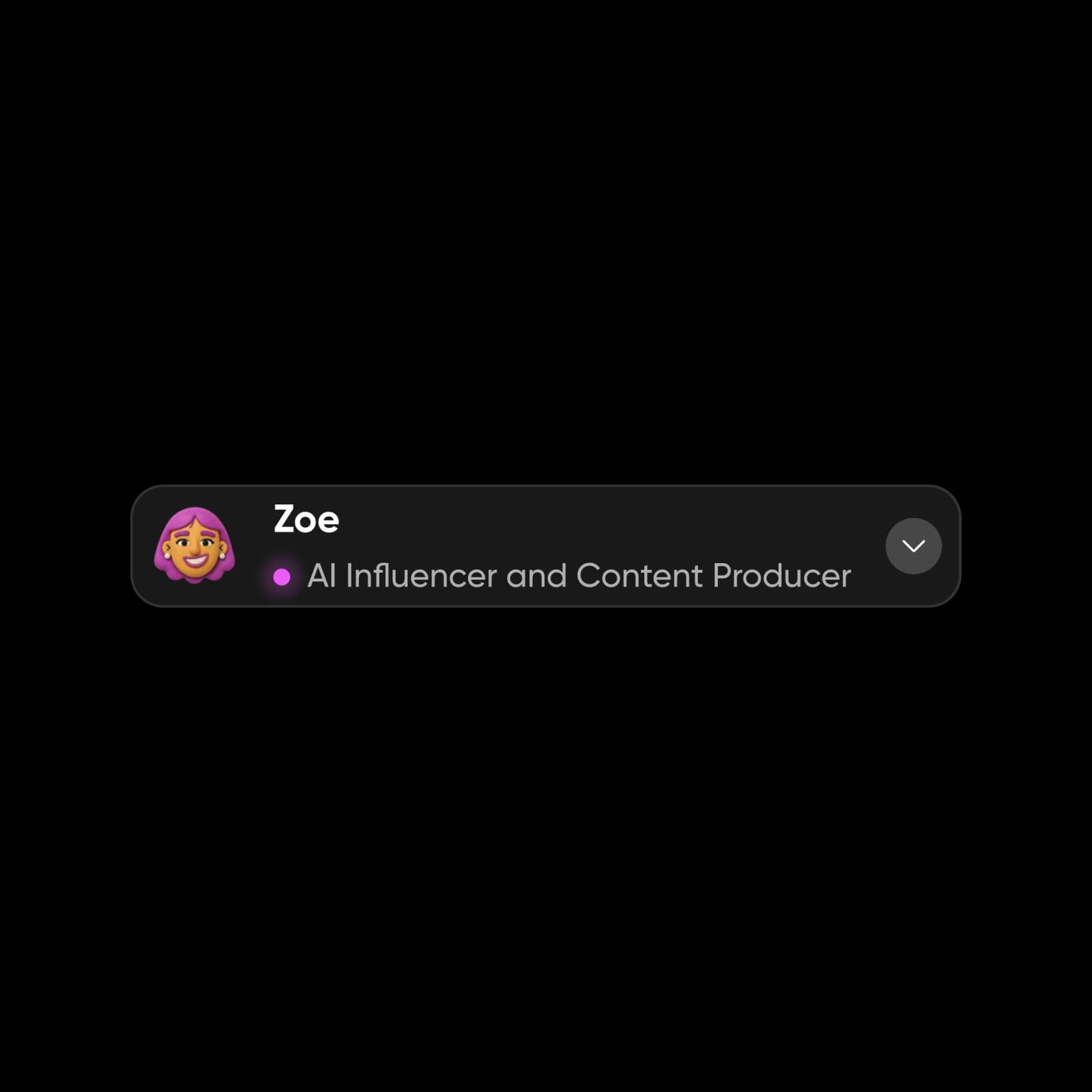 The Zoe agent selected in a Picsart chat as AI Influencer and Content Producer