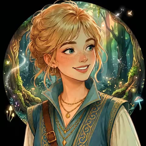 Animated fairy tale scene set in a enchanted forest, watercolor art style, made with Picsart Comic Me
