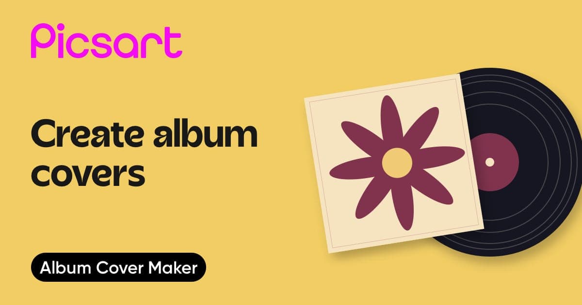 creative album cover template with stickers and text