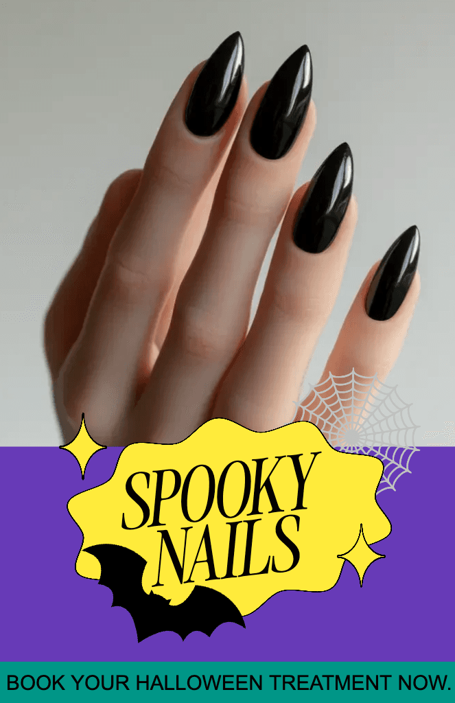 Bold Halloween Nail Art Poster in Purple