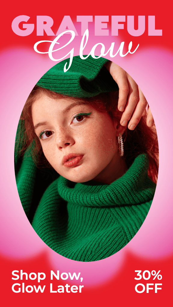 Grateful Glow Green and Pink Instagram Story Ad