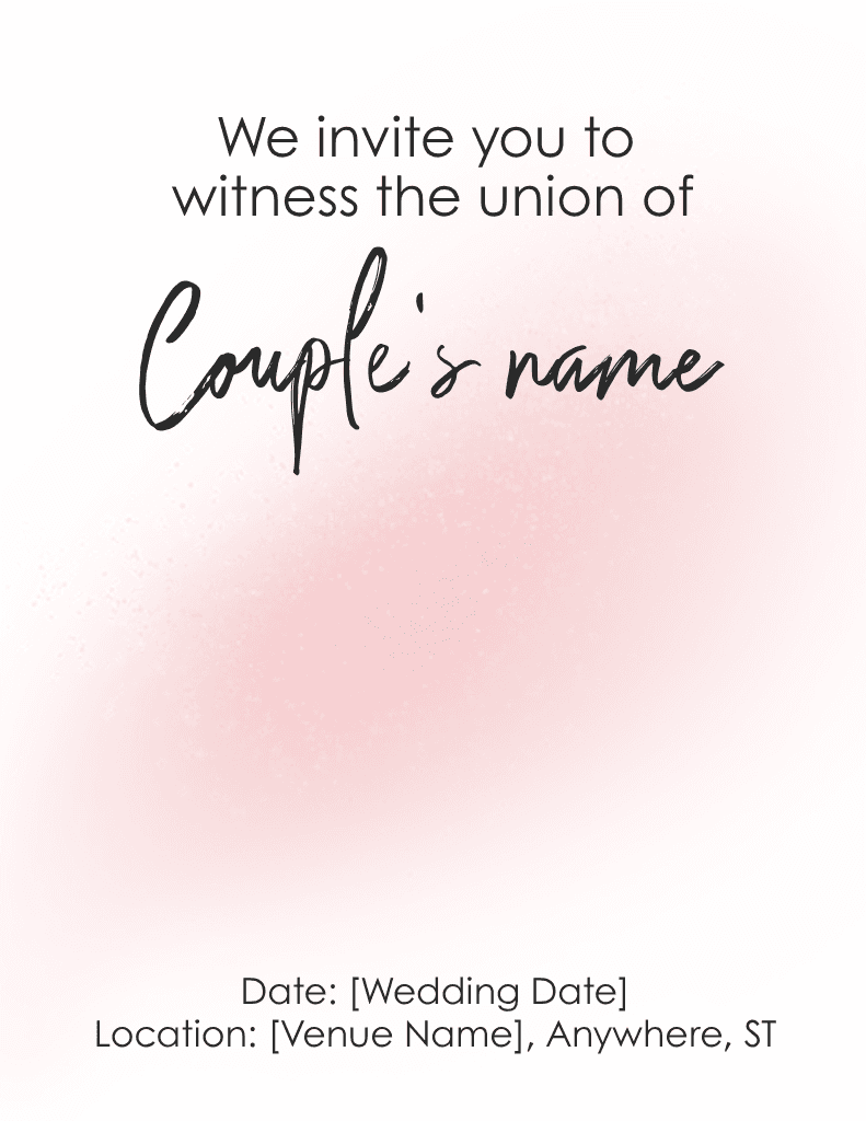 Elegant Pink Wedding Invitation Letterhead Design