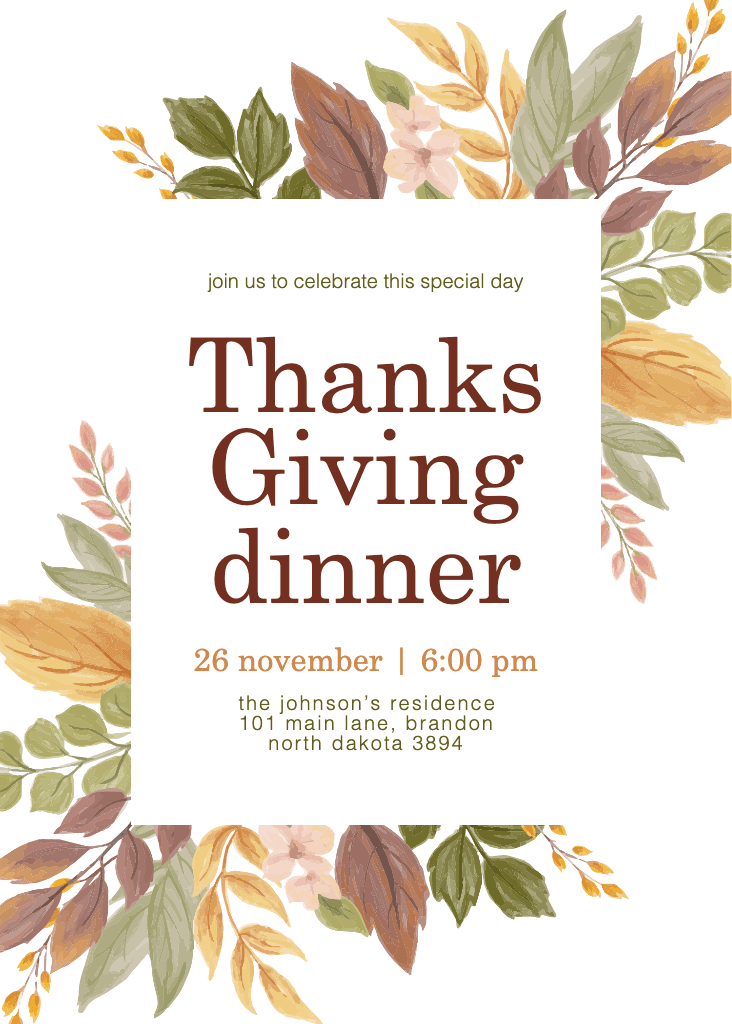 Autumn Leaves Thanksgiving Dinner Poster