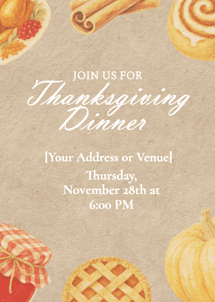 Warm Thanksgiving Dinner Invitation Card