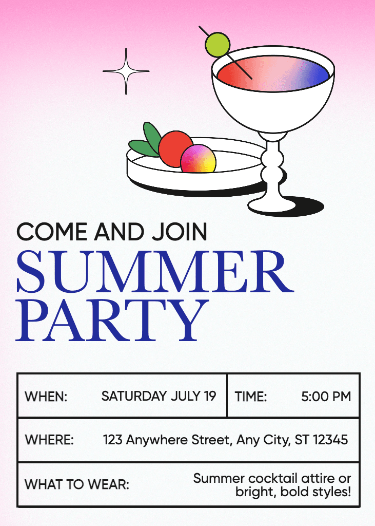 Vibrant Pink Summer Party Invitation